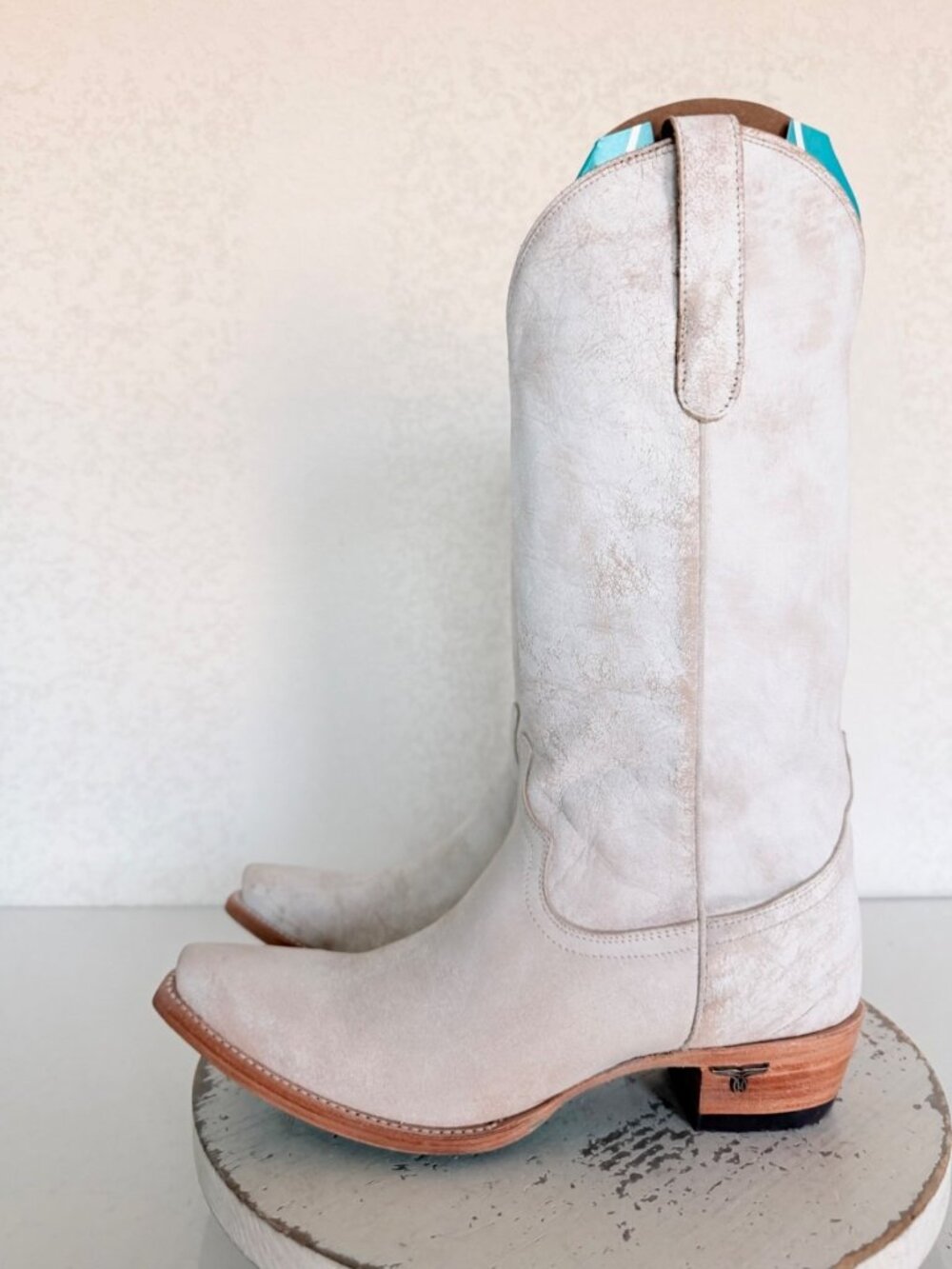 Lane EMMA JANE White Cowboy Boots Womens 8 Western Leather Mid Calf Snip Toe - Picture 4 of 11
